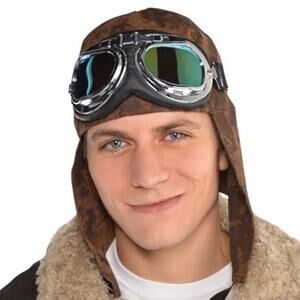 MIL-TEC STORM Hat Repro-Cap Hood Helmet Aviator Pilot Flight XXL Leather Brown